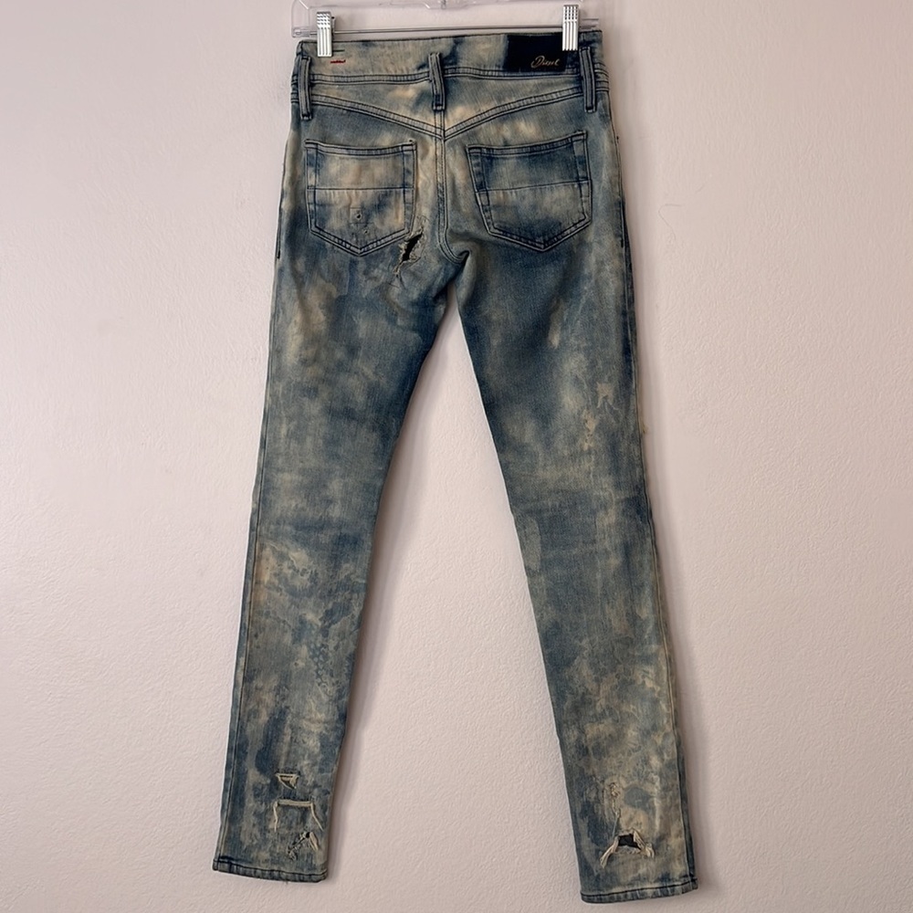 Diesel Industry Women’s Magic Jeans Size W24 L32 Distressed with Patchwork - Picture 8 of 10